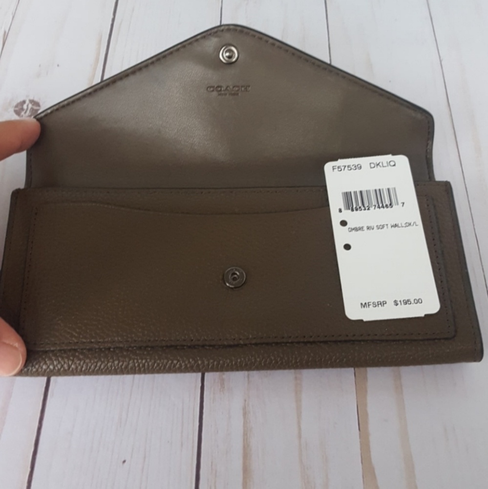 COACH Soft Wallet Ombre Rivet Dark Fatigue lmk - Picture 5 of 8